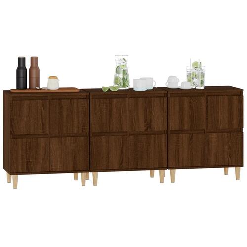 Skænke 3 stk. 60x35x70 cm konstrueret træ brun egetræsfarve