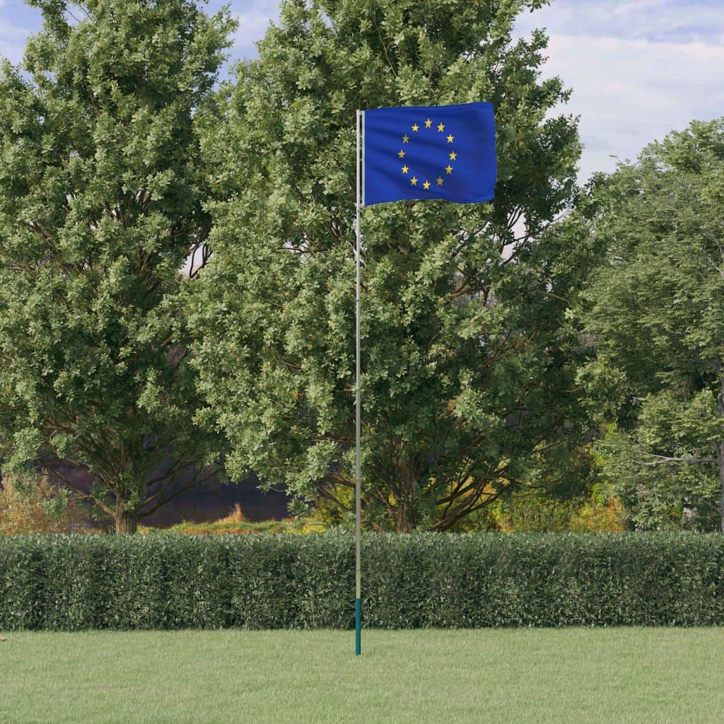 Europaflag og flagstang 5,55 m aluminium