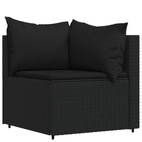 Loungesæt til haven 4 dele med hynder polyrattan sort