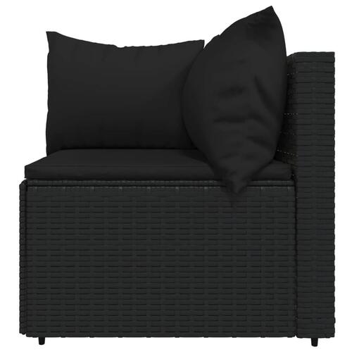 Loungesæt til haven 4 dele med hynder polyrattan sort