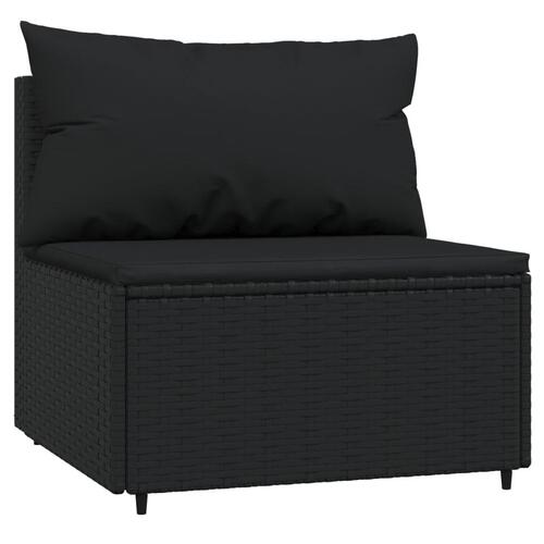 Loungesæt til haven 4 dele med hynder polyrattan sort