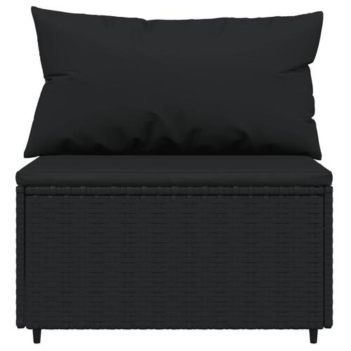 Loungesæt til haven 4 dele med hynder polyrattan sort