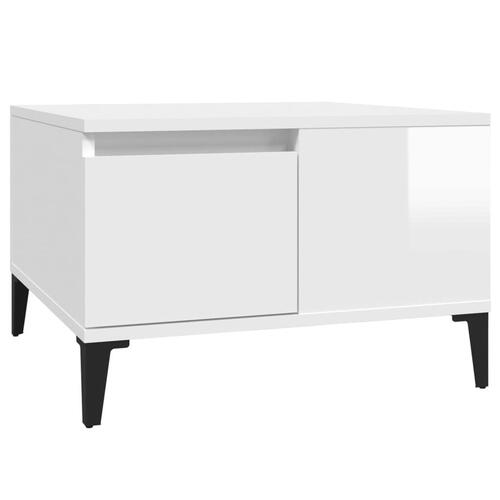 Sofabord 55x55x36,5 cm konstrueret træ hvid højglans