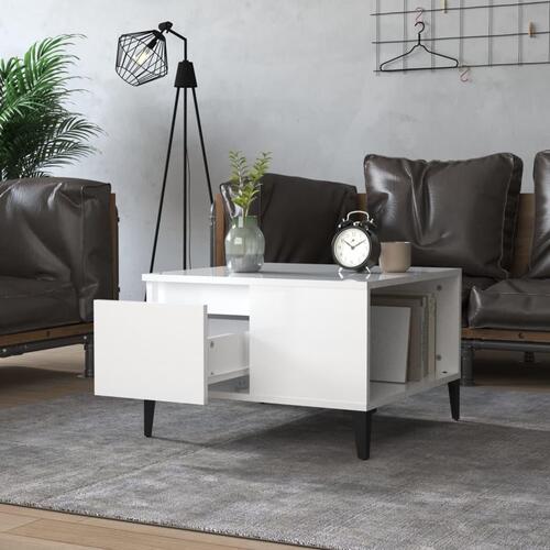 Sofabord 55x55x36,5 cm konstrueret træ hvid højglans