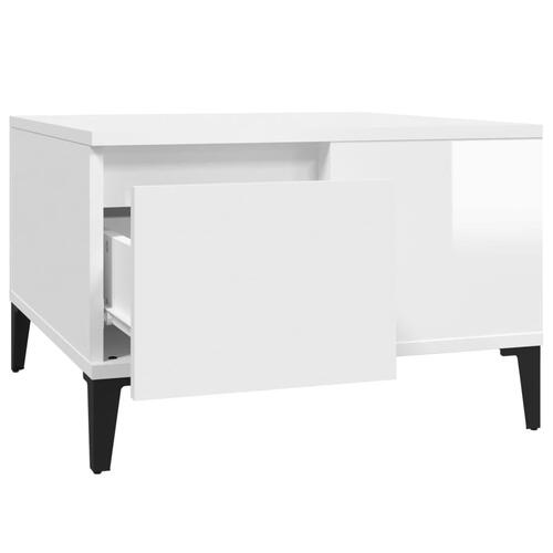Sofabord 55x55x36,5 cm konstrueret træ hvid højglans