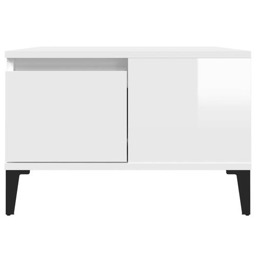 Sofabord 55x55x36,5 cm konstrueret træ hvid højglans