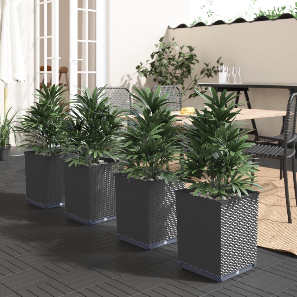 Plantekasser 4 stk. 30x30x37 cm polypropylen sort