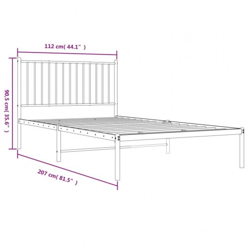 Sengeramme med sengegavl i metal - 107 x 203 cm, sort