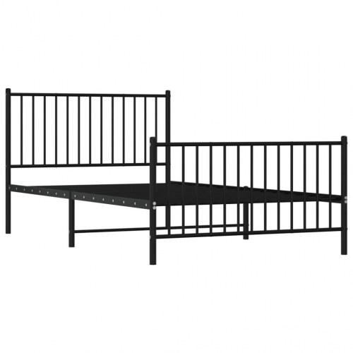 Sengeramme i metal med sengegavl og fodgærde 107×203 cm - sort