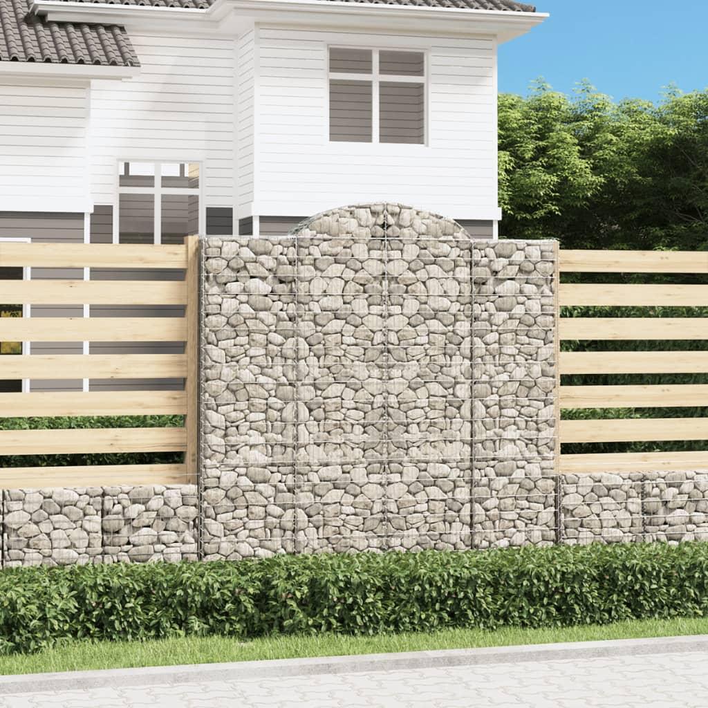 Buede gabionkurve - 6 stk. 200×30×200/220 cm i galvaniseret jern billede