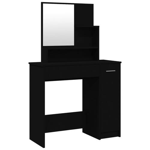 Makeupbord med spejl 86,5x35x136 cm sort