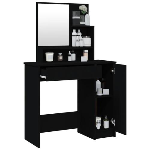 Makeupbord med spejl 86,5x35x136 cm sort