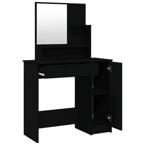 Makeupbord med spejl 86,5x35x136 cm sort