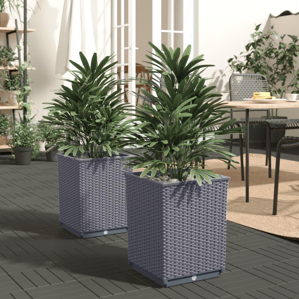 Plantekasser 2 stk. 30x30x37 cm polypropylen blågrå