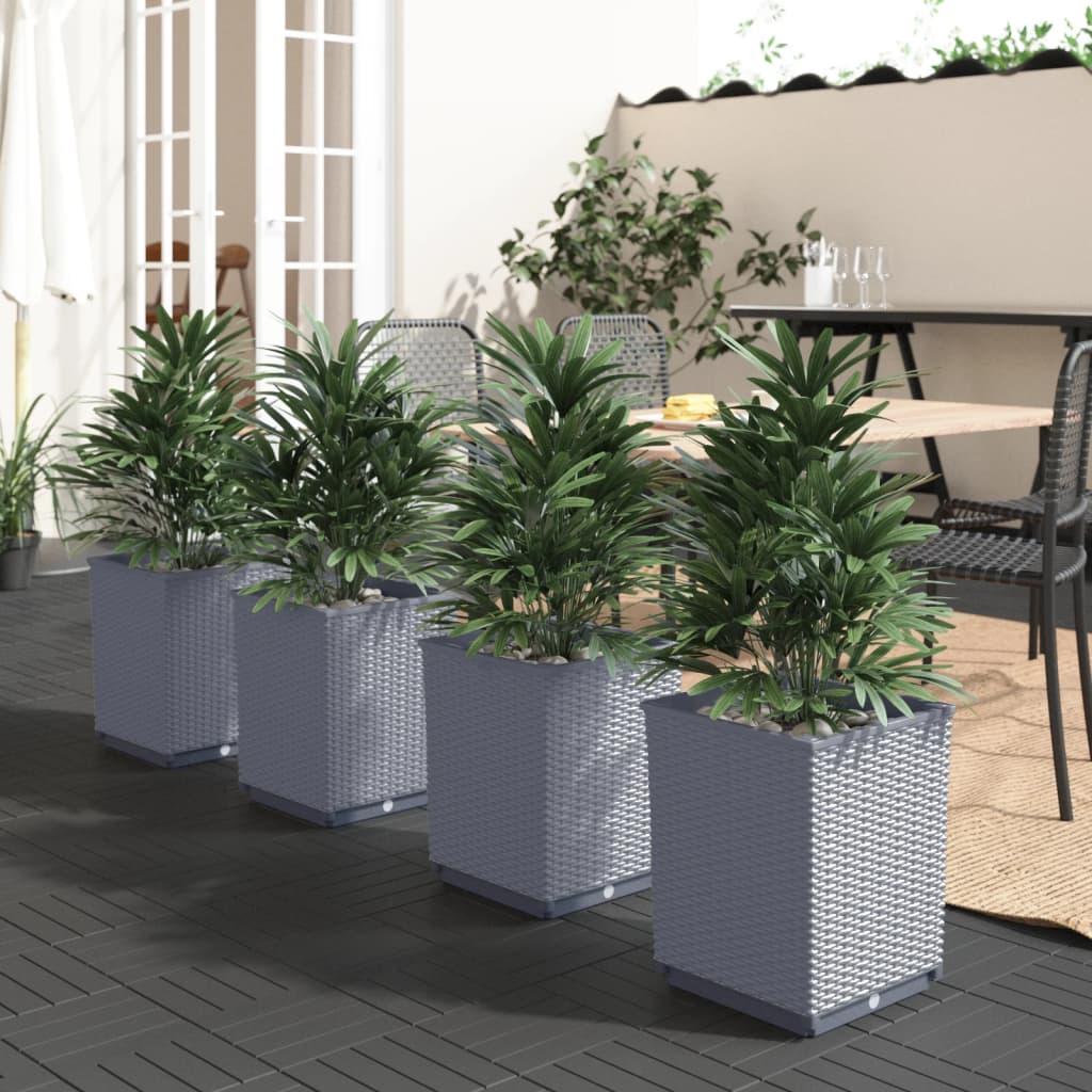 Plantekasser 4 stk. 30x30x37 cm polypropylen blågrå