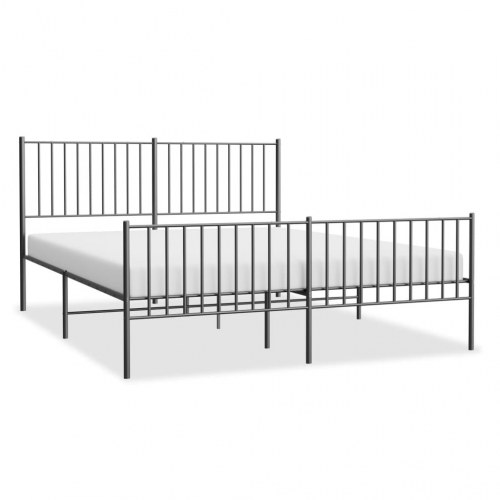 Sengeramme med sengegavl og fodgærde 150x200 cm metal sort