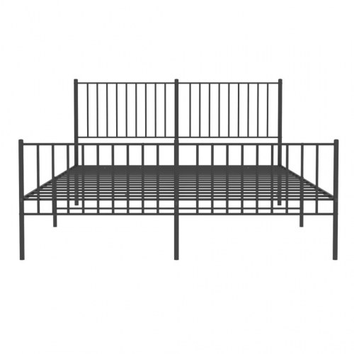 Sengeramme med sengegavl og fodgærde 150x200 cm metal sort