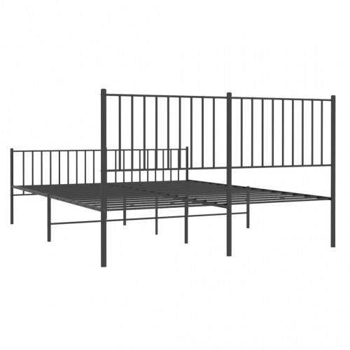 Sengeramme med sengegavl og fodgærde 150x200 cm metal sort