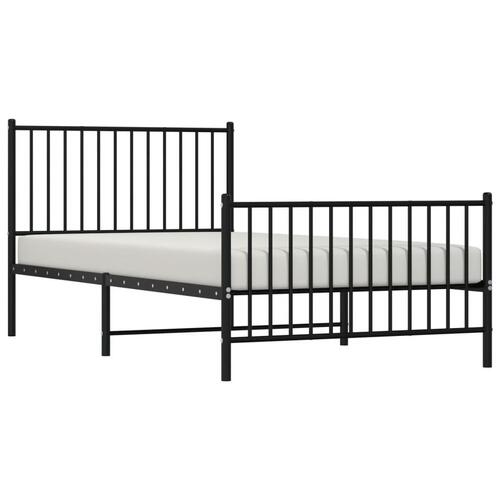 Sengeramme med sengegavl og fodgærde 100x200 cm metal sort