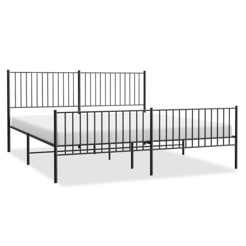 Sengeramme i metal med gavl og fodgærde 193×203 cm - sort