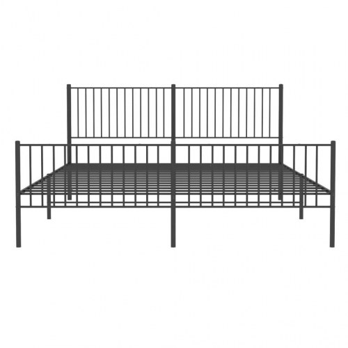 Sengeramme i metal med gavl og fodgærde 193×203 cm - sort