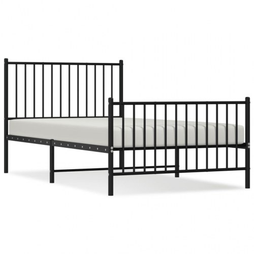Sengeramme med sengegavl og fodgærde 100×190 cm - metal, sort