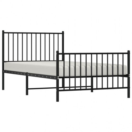 Sengeramme med sengegavl og fodgærde 100×190 cm - metal, sort