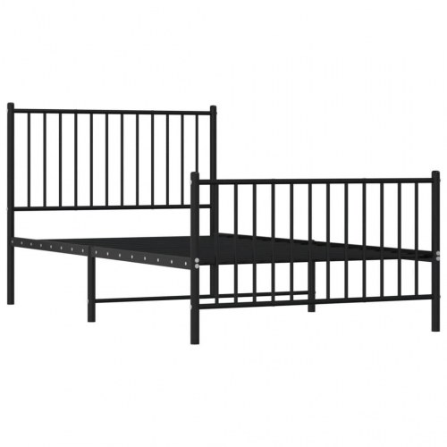 Sengeramme med sengegavl og fodgærde 100×190 cm - metal, sort