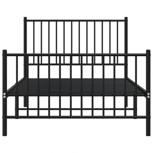 Sengeramme med sengegavl og fodgærde 100×190 cm - metal, sort