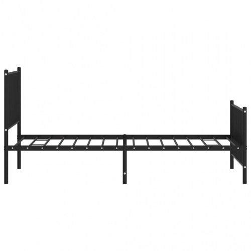 Sengeramme med sengegavl og fodgærde 100×190 cm - metal, sort