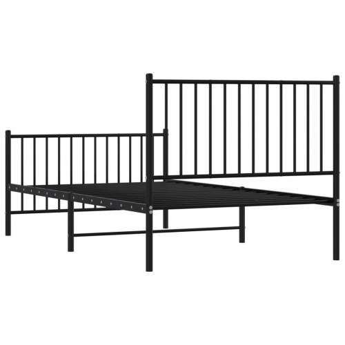 Sengeramme med sengegavl og fodgærde 100×190 cm - metal, sort
