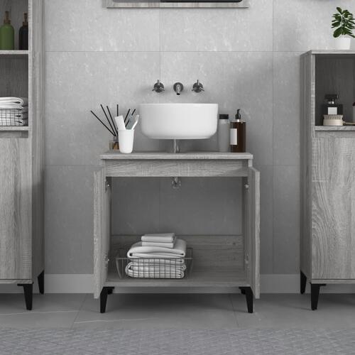 Skab til håndvask 58x33x60 cm konstrueret træ grå sonoma-eg