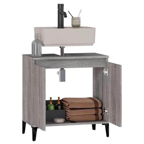 Skab til håndvask 58x33x60 cm konstrueret træ grå sonoma-eg