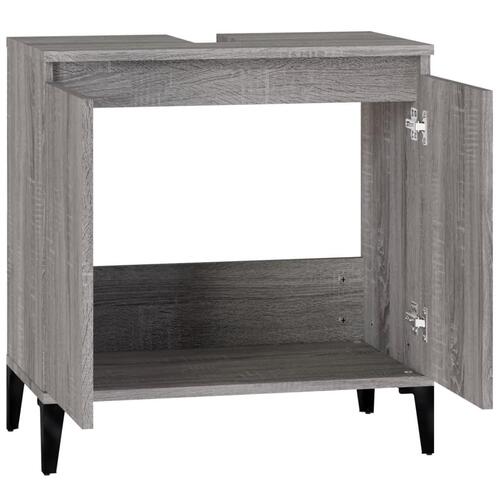 Skab til håndvask 58x33x60 cm konstrueret træ grå sonoma-eg