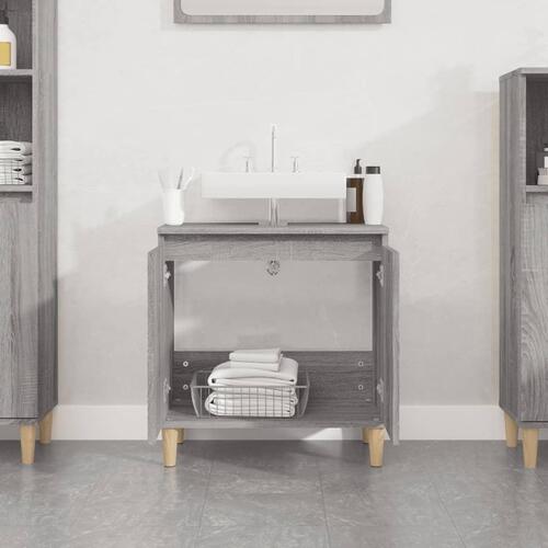 Skab til håndvask 58x33x60 cm konstrueret træ grå sonoma-eg