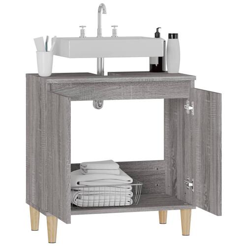 Skab til håndvask 58x33x60 cm konstrueret træ grå sonoma-eg