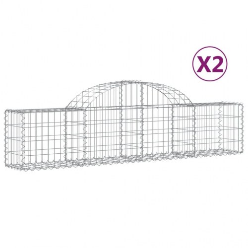 Buede gabionkurve - 2 stk. 200×30×40/60 cm i galvaniseret jern