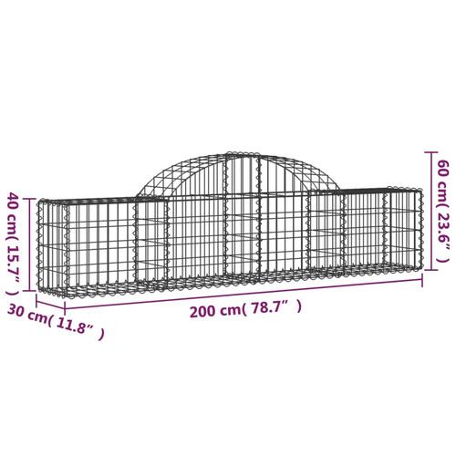 Buede gabionkurve 2 stk. 200x30x40/60 cm galvaniseret jern