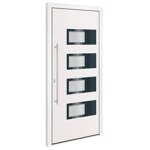 Hoveddør 100x210 cm aluminium og PVC hvid