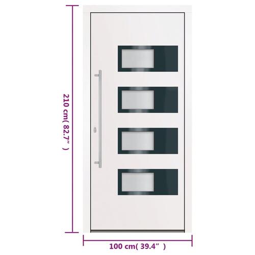 Hoveddør 100x210 cm aluminium og PVC hvid