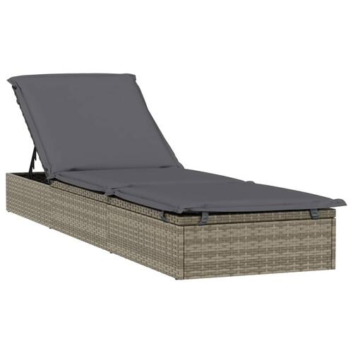 Liggestol 1 stk. med hynde 201x55x62 cm polyrattan grå