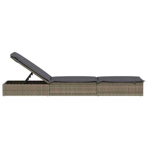 Liggestol 1 stk. med hynde 201x55x62 cm polyrattan grå