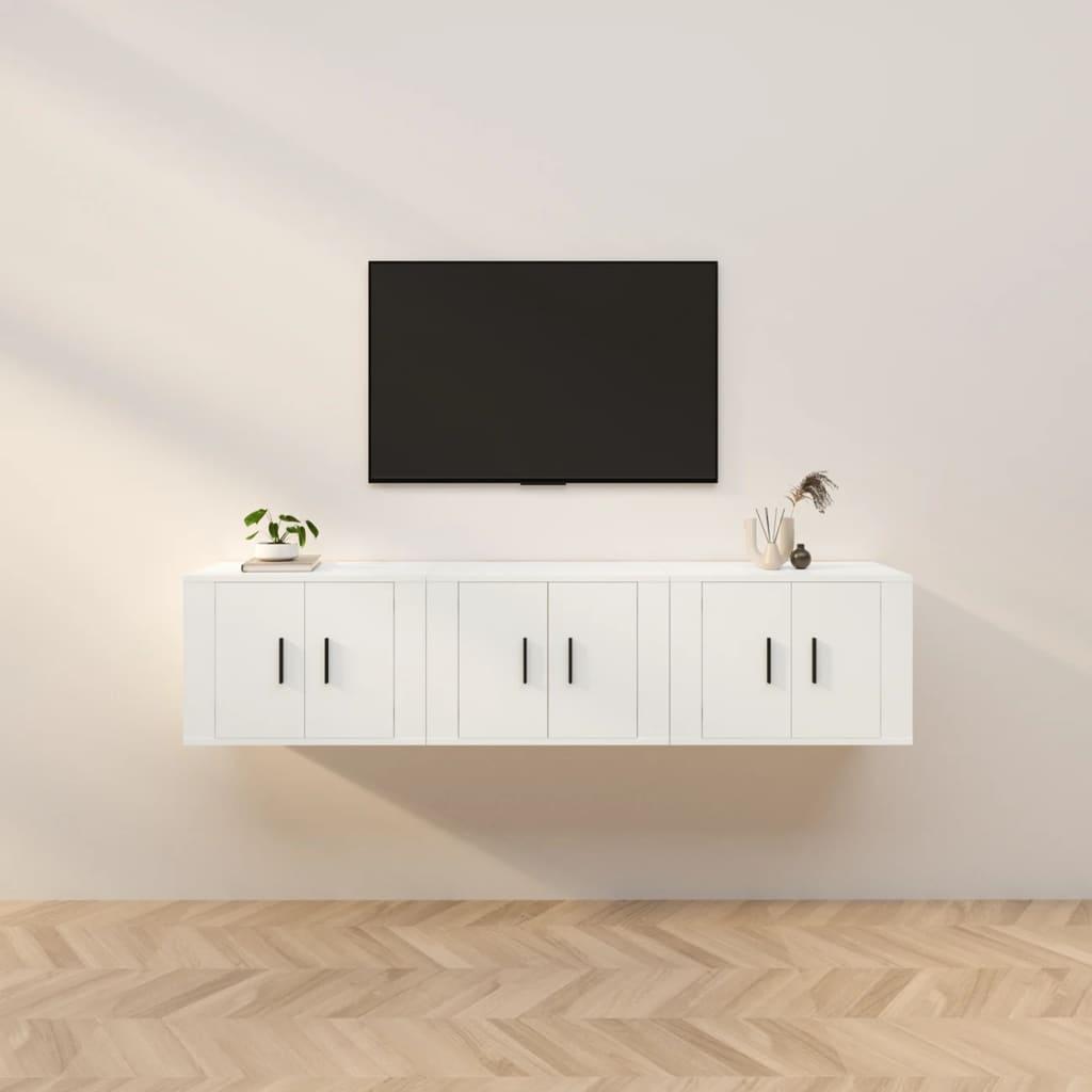Væghængte tv-skabe 3 stk. 57x34,5x40 cm hvid