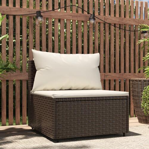 Midtermodul til havesofa med hynde polyrattan brun