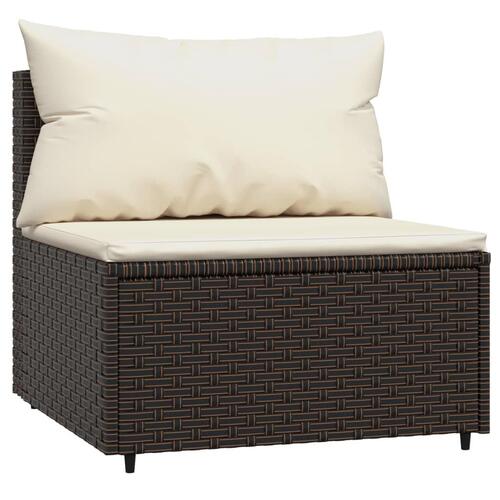 Midtermodul til havesofa med hynde polyrattan brun