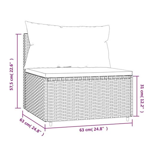 Midtermodul til havesofa med hynde polyrattan brun