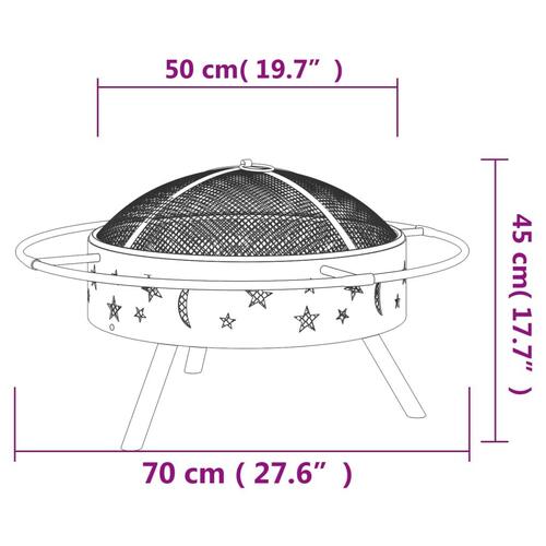 Bålfad med ildrager 70 cm XXL stål