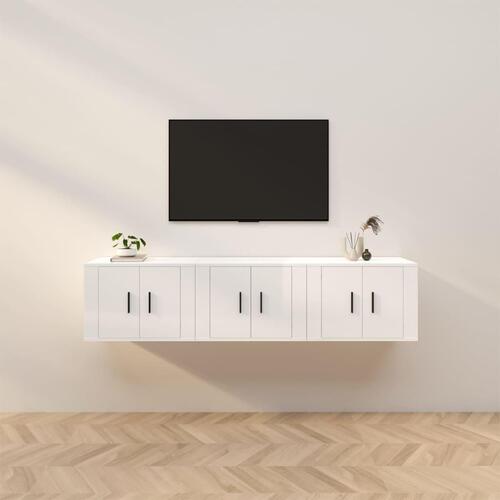 Væghængte tv-skabe 3 stk. 57x34,5x40 cm hvid højglans