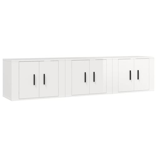 Væghængte tv-skabe 3 stk. 57x34,5x40 cm hvid højglans