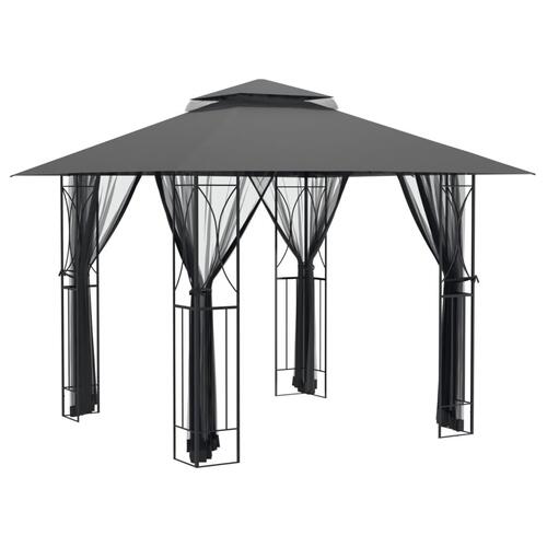 Pavillon med sidevægge 300x300x270 cm stål antracitgrå